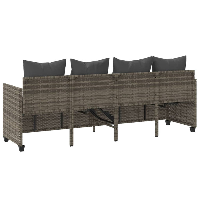 Sun Lounger With Cushions Grey Poly Rattan Tlntal