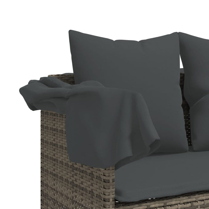 Sun Lounger With Cushions Grey Poly Rattan Tlntal