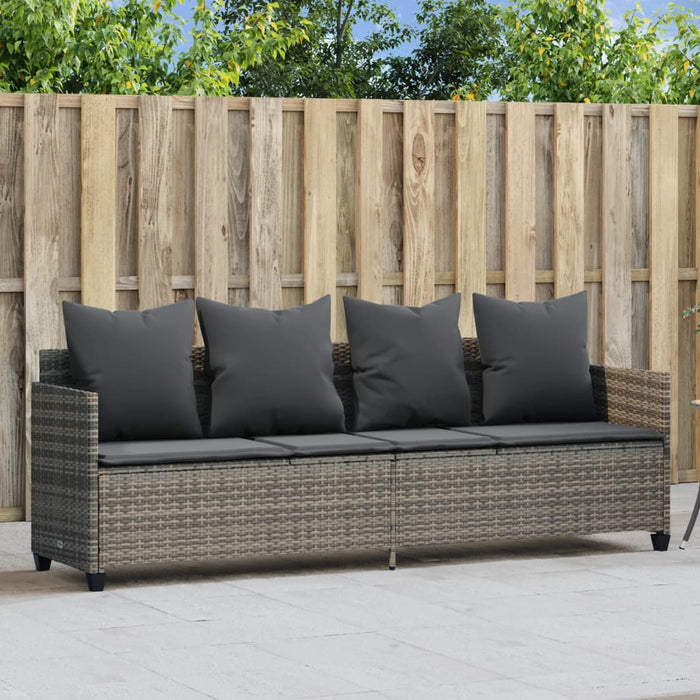 Sun Lounger With Cushions Grey Poly Rattan Tlntal