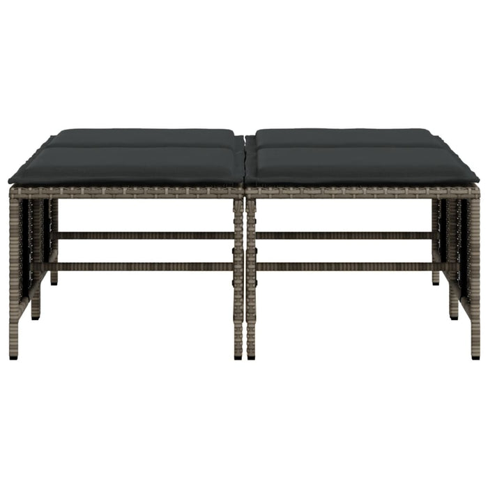 Garden Stools With Cushions 4 Pcs Grey Poly Rattan Tlntla