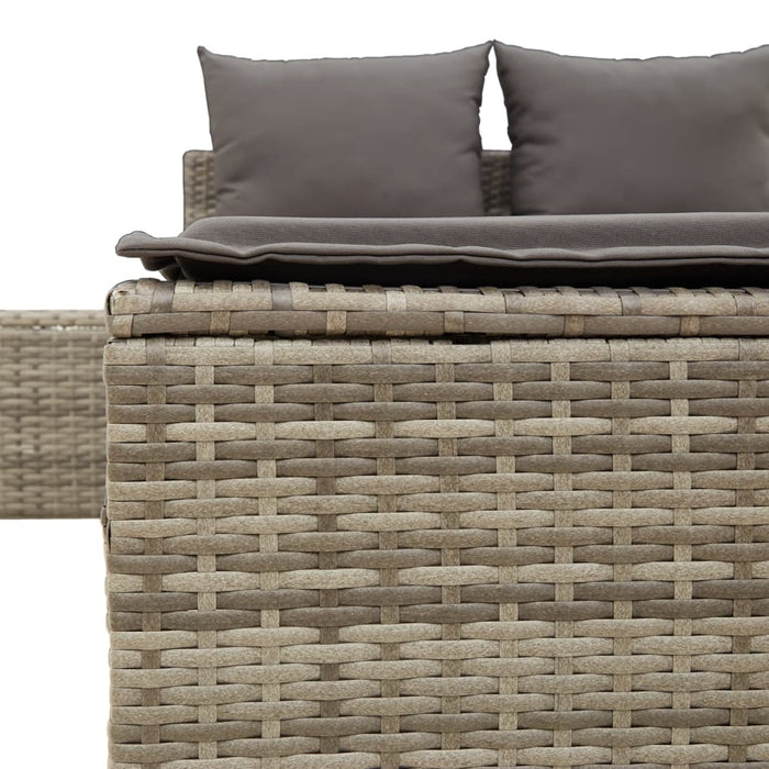Double Sun Lounger With Cushions Grey Poly Rattan Tlntko