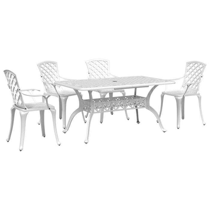 5 Piece Garden Dining Set White Cast Aluminium Txolton