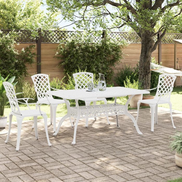 5 Piece Garden Dining Set White Cast Aluminium Txolton