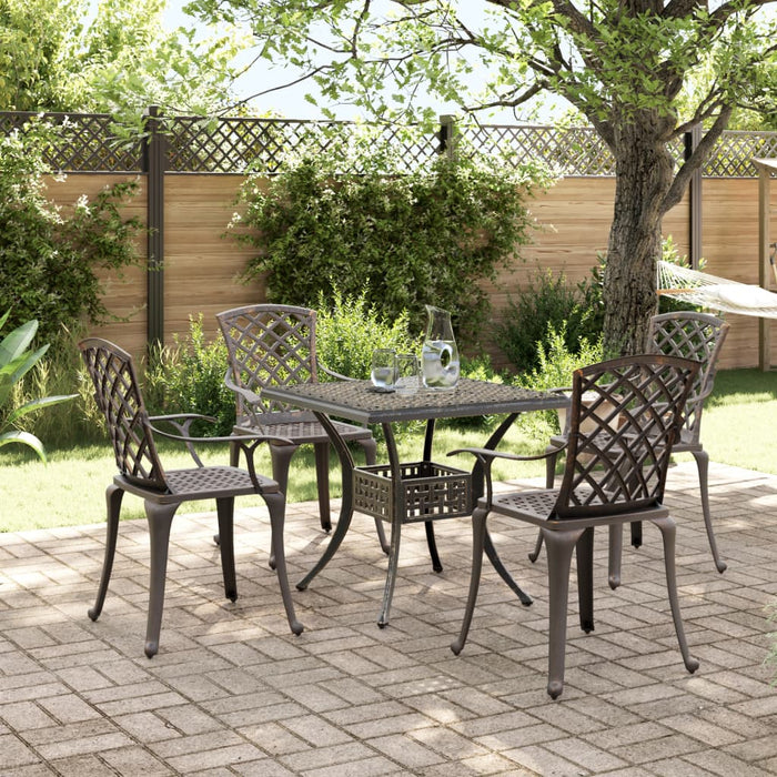 5 Piece Garden Dining Set Bronze Cast Aluminium Txoltak