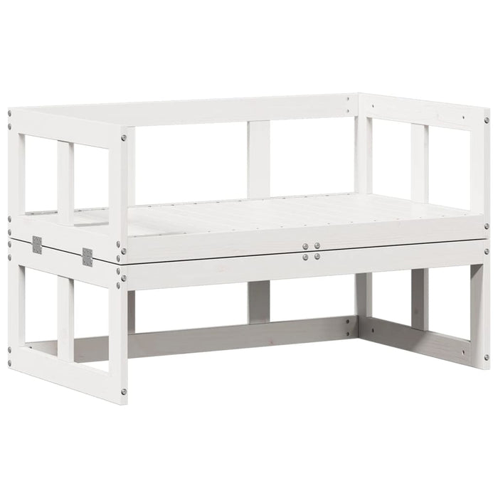 Garden Sofa Bench Extendable White Solid Wood Pine Ntxloo