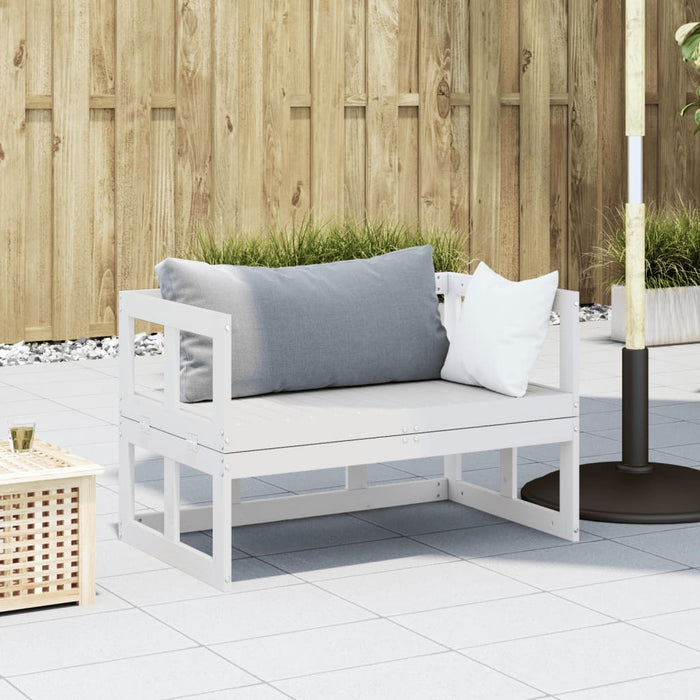 Garden Sofa Bench Extendable White Solid Wood Pine Ntxloo