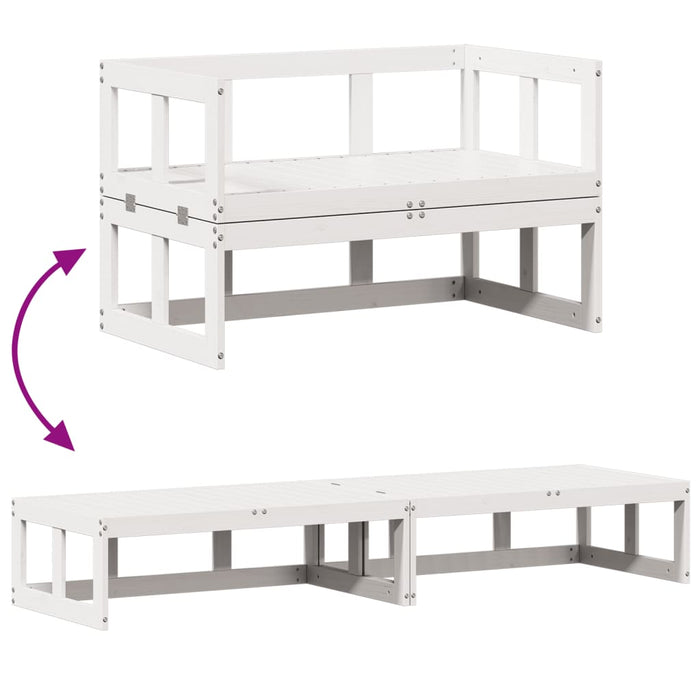 Garden Sofa Bench Extendable White Solid Wood Pine Ntxloo