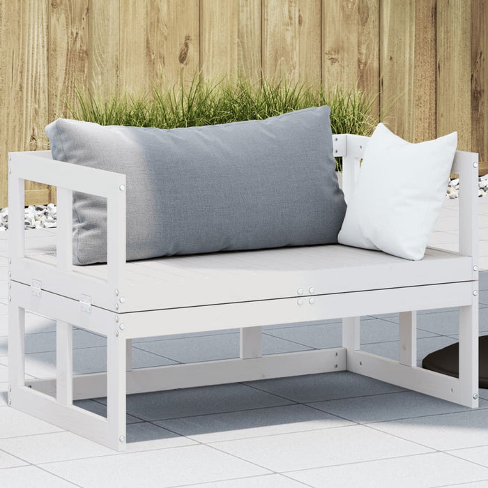 Garden Sofa Bench Extendable White Solid Wood Pine Ntxloo
