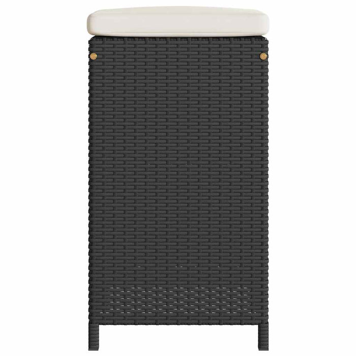 Garden Bar Stools With Cushions 2 Pcs Black Poly Rattan Tlnlnl