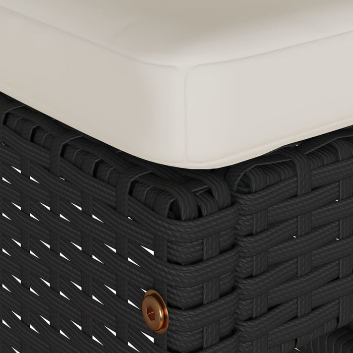 Garden Bar Stools With Cushions 2 Pcs Black Poly Rattan Tlnlnl