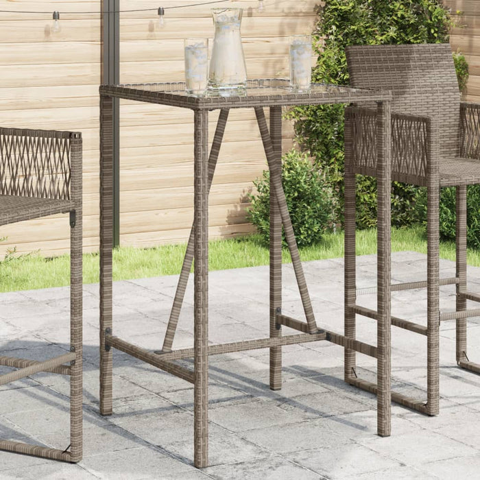 Outdoor Bar Table Grey 70X70X110 Cm Poly Rattan Tlnlkp