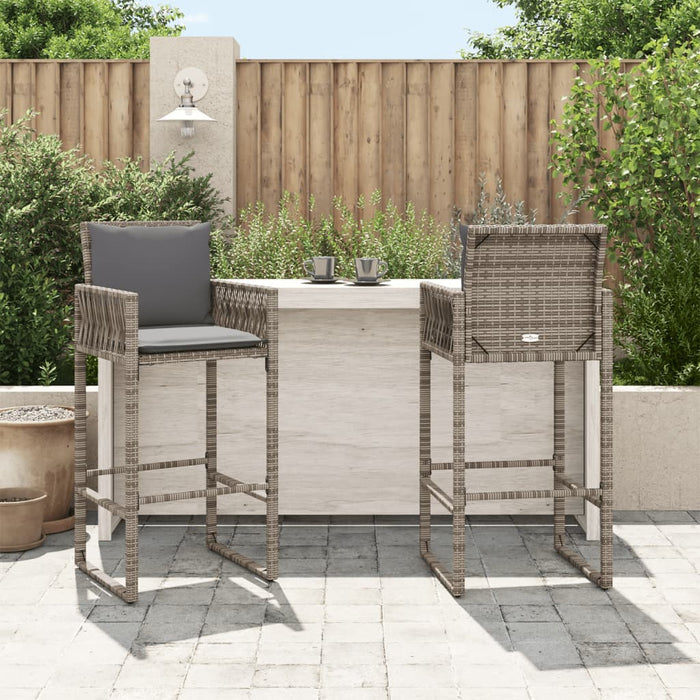 Garden Bar Stools 2 Pcs Grey Poly Rattan Tlniba