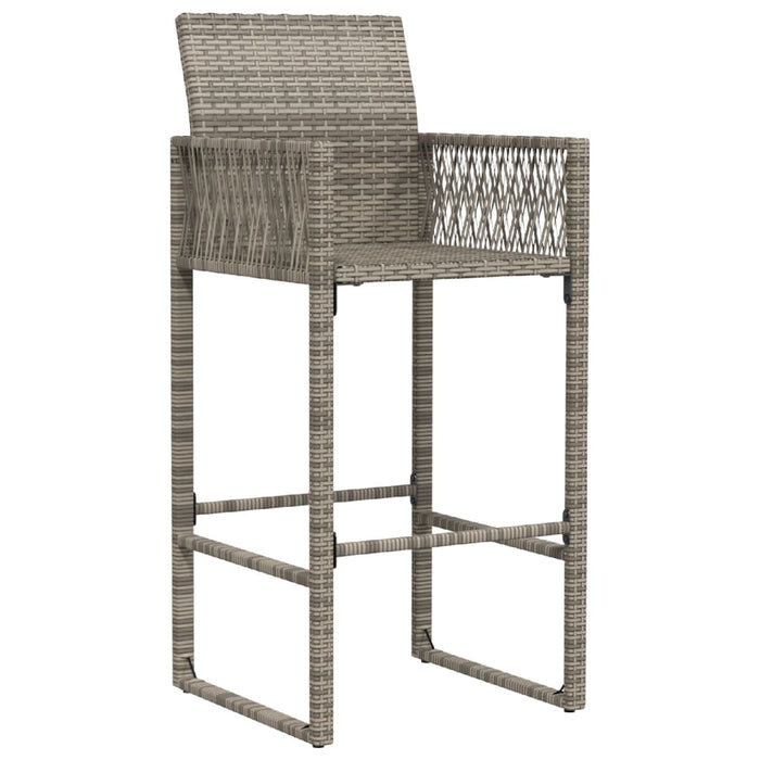 Garden Bar Stools 2 Pcs Grey Poly Rattan Tlniba