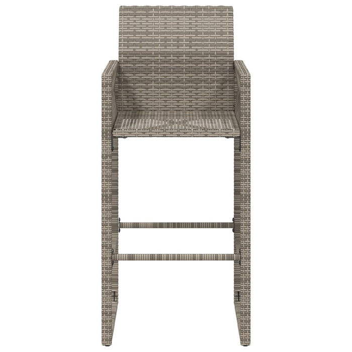 Garden Bar Stools 2 Pcs Grey Poly Rattan Tlniba