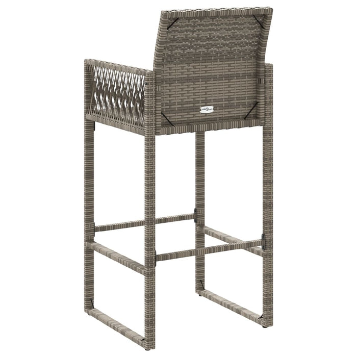 Garden Bar Stools 2 Pcs Grey Poly Rattan Tlniba
