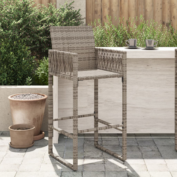 Garden Bar Stools 2 Pcs Grey Poly Rattan Tlniba