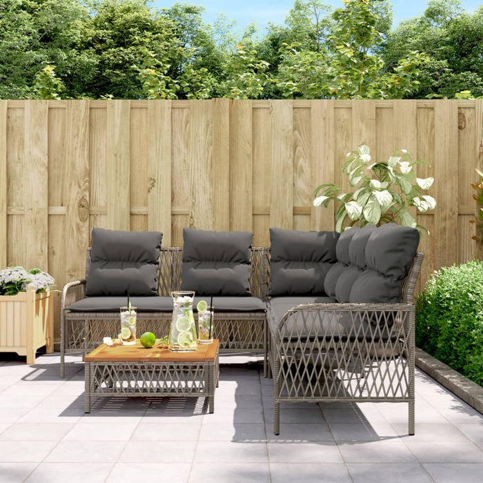 2 Piece Garden Sofa Set With Cushions Grey Poly Rattan Tlnita