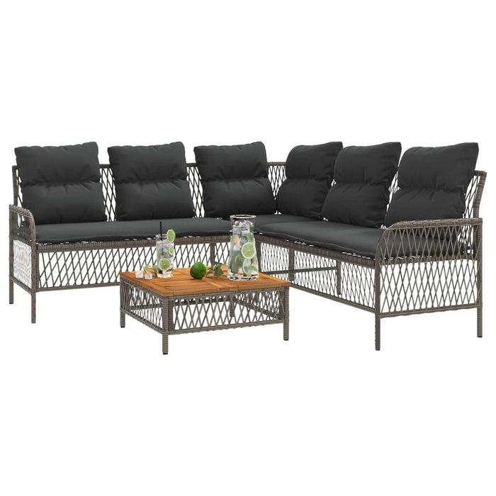 2 Piece Garden Sofa Set With Cushions Grey Poly Rattan Tlnita
