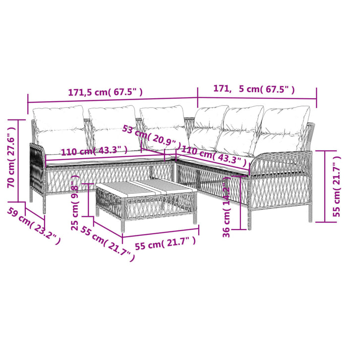 2 Piece Garden Sofa Set With Cushions Grey Poly Rattan Tlnita