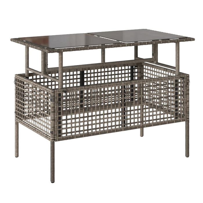 4 Piece Garden Sofa Set With Cushions Grey Poly Rattan Glass Tlnotl