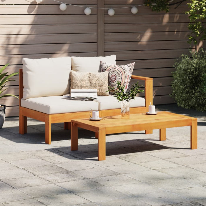 Garden Sofa With 1 Armrest 2-Seater Solid Wood Acacia Tlilxa