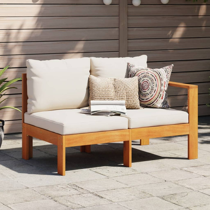Garden Sofa With 1 Armrest 2-Seater Solid Wood Acacia Tlilxa