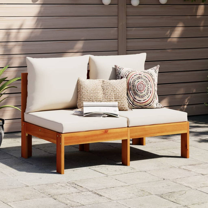 Garden Sofa Armless With Cushions 2-Seater Solid Wood Acacia Tlilxp