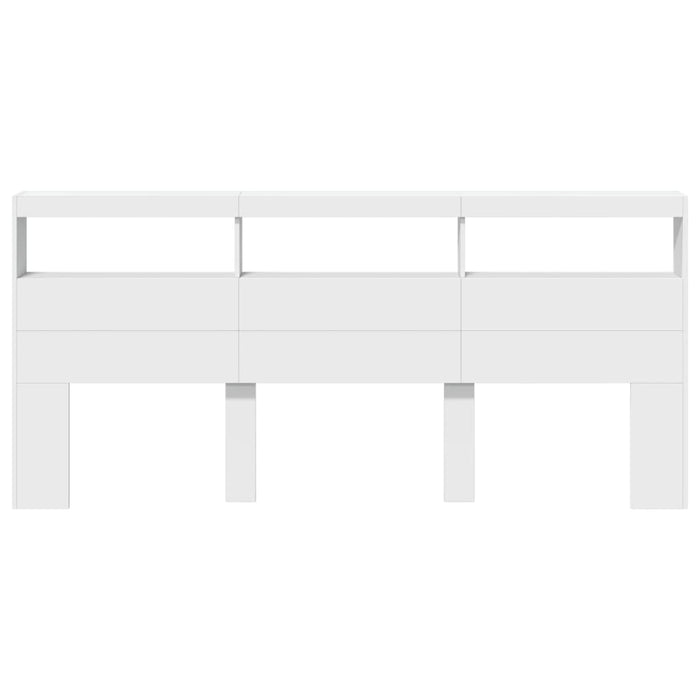 Super King Size Headboard Cabinet With Led White 220X17X102 Cm Ntkxxa
