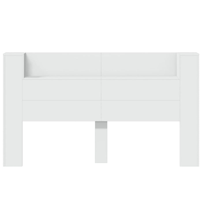 King Size Headboard Cabinet With Led White 180X16.5X103.5 Cm Ntkxpk