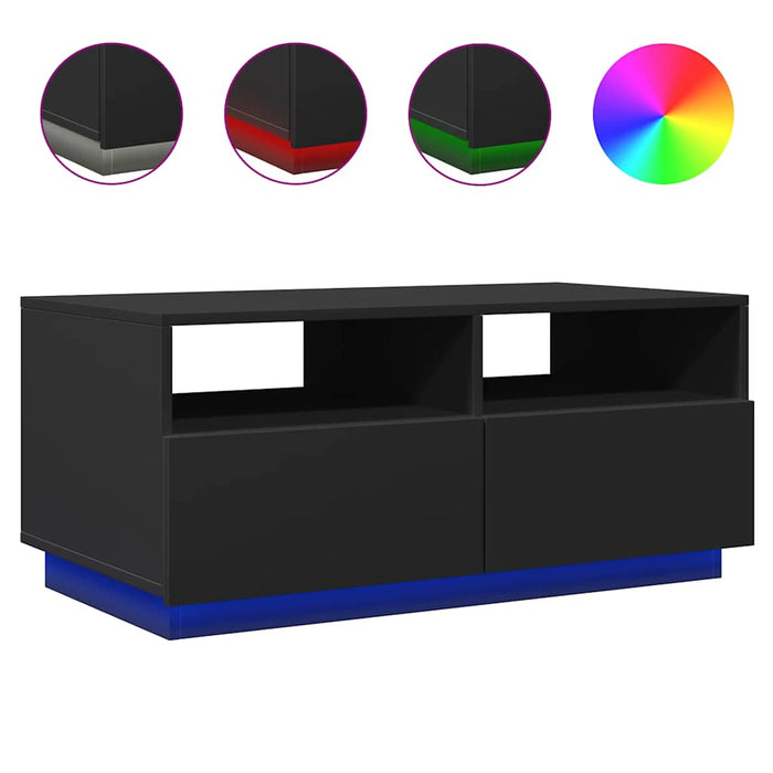 Coffee Table With Led Lights Black 90X49X40 Cm Ntknta