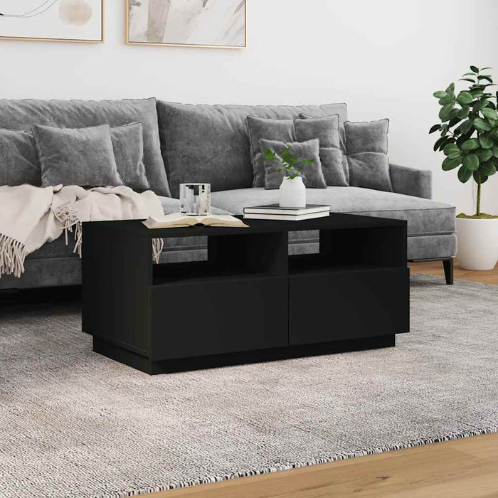 Coffee Table With Led Lights Black 90X49X40 Cm Ntknta