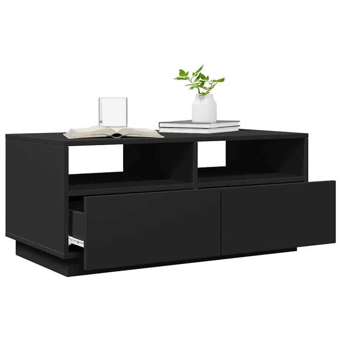 Coffee Table With Led Lights Black 90X49X40 Cm Ntknta