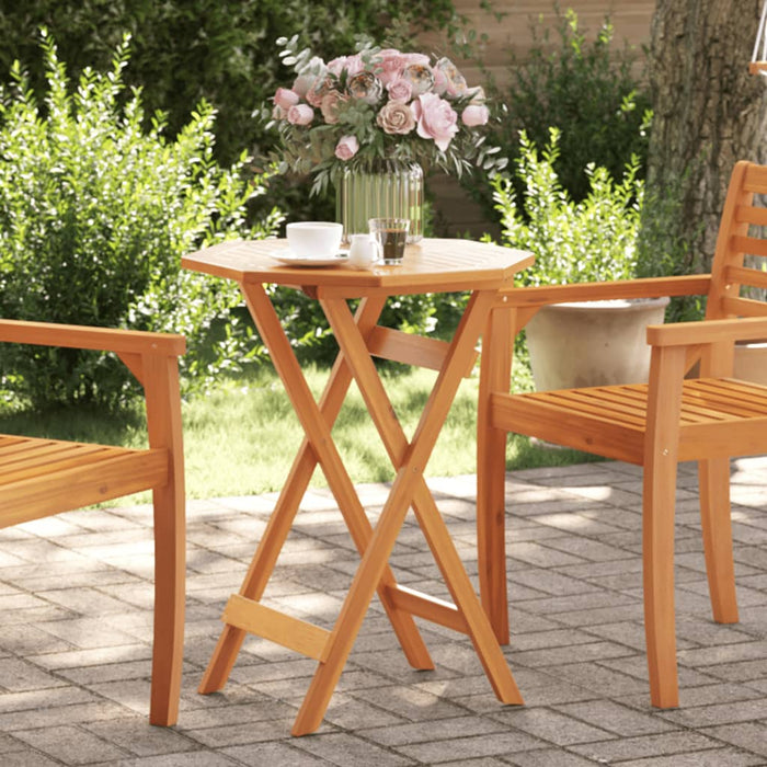 Folding Garden Table Ø60X75 Cm Solid Wood Acacia Abbakbk