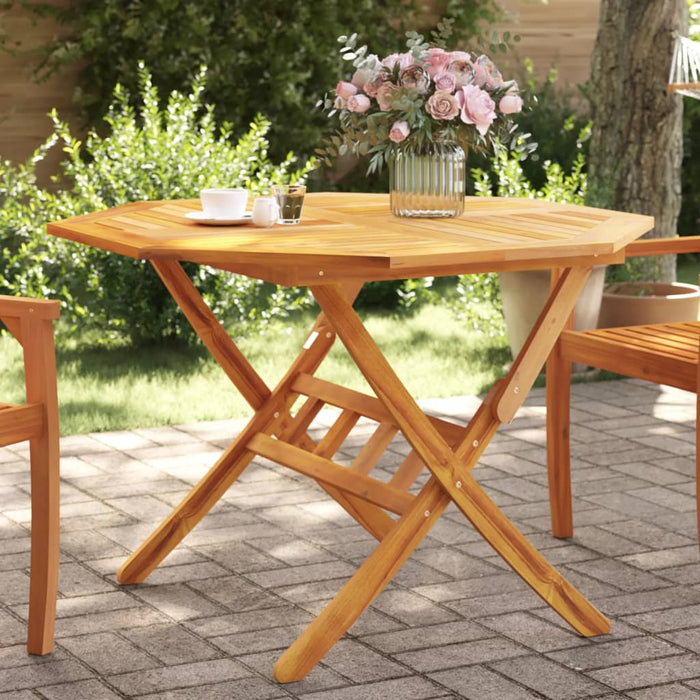Folding Garden Table Ø110X75 Cm Solid Wood Acacia Abbakoo