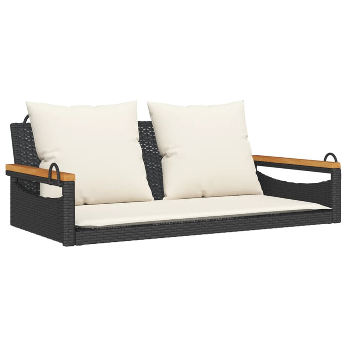 Swing Bench With Cushions Black 109X62X40 Cm Poly Rattan Tlnoal