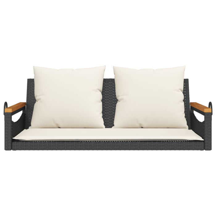 Swing Bench With Cushions Black 109X62X40 Cm Poly Rattan Tlnoal