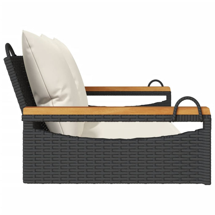 Swing Bench With Cushions Black 109X62X40 Cm Poly Rattan Tlnoal