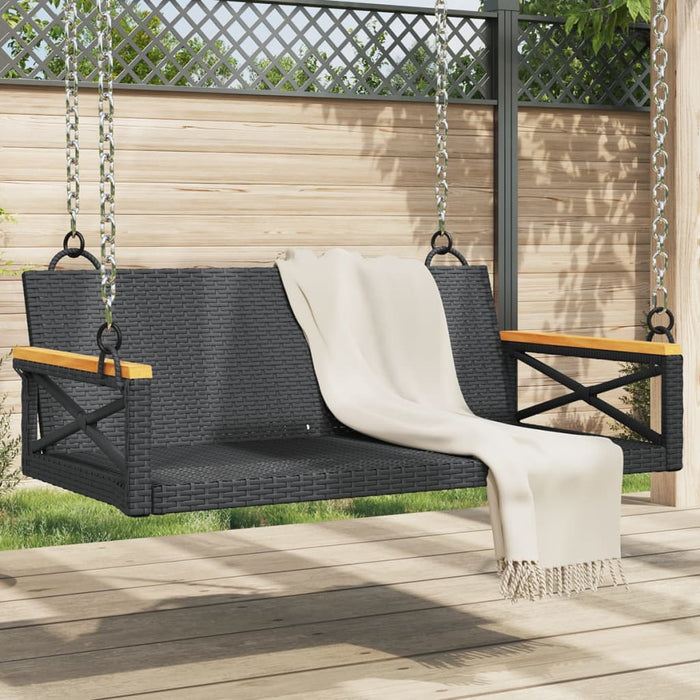 Swing Bench Black 109X62X40 Cm Poly Rattan Tlnopx