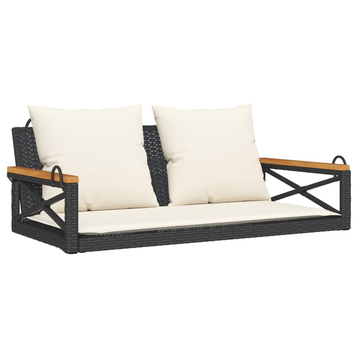 Swing Bench With Cushions Black 109X62X40 Cm Poly Rattan Tlnopp