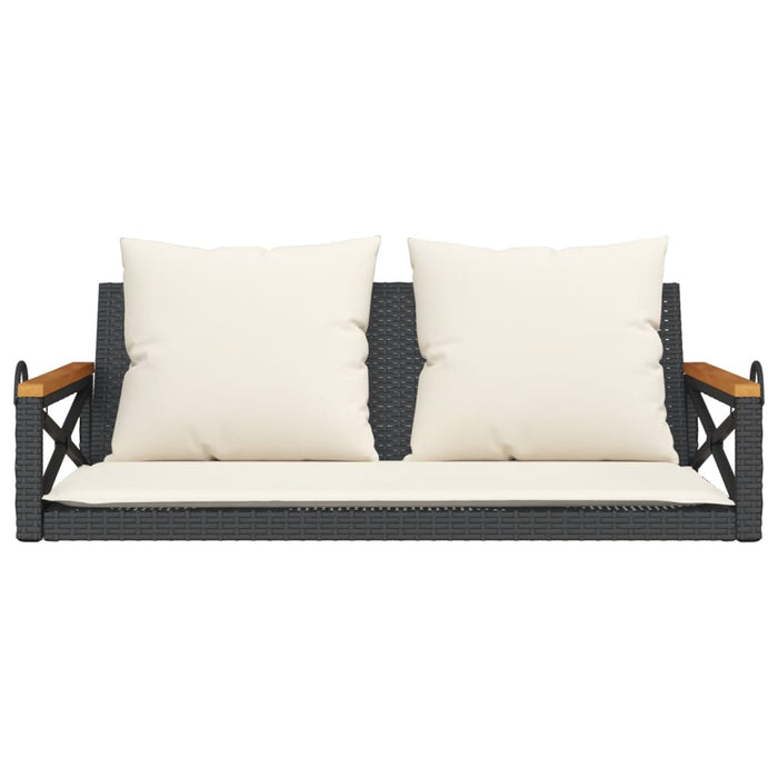 Swing Bench With Cushions Black 109X62X40 Cm Poly Rattan Tlnopp
