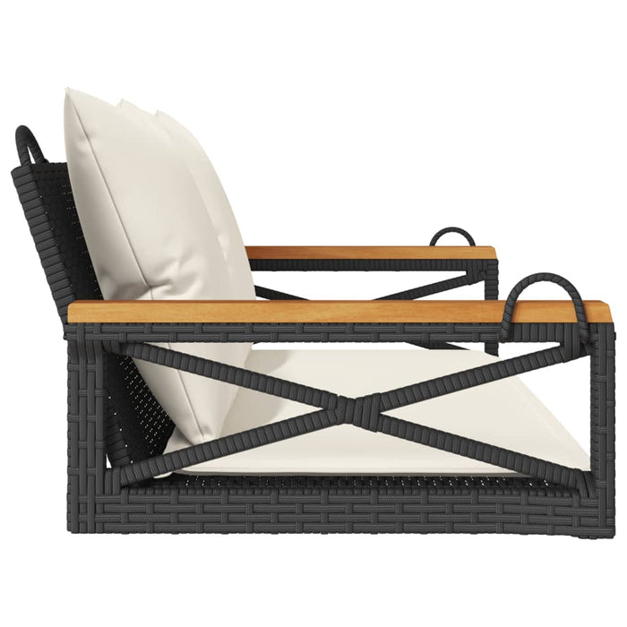 Swing Bench With Cushions Black 109X62X40 Cm Poly Rattan Tlnopp