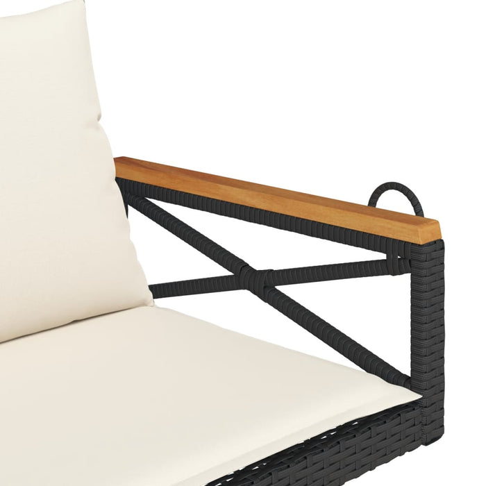 Swing Bench With Cushions Black 109X62X40 Cm Poly Rattan Tlnopp