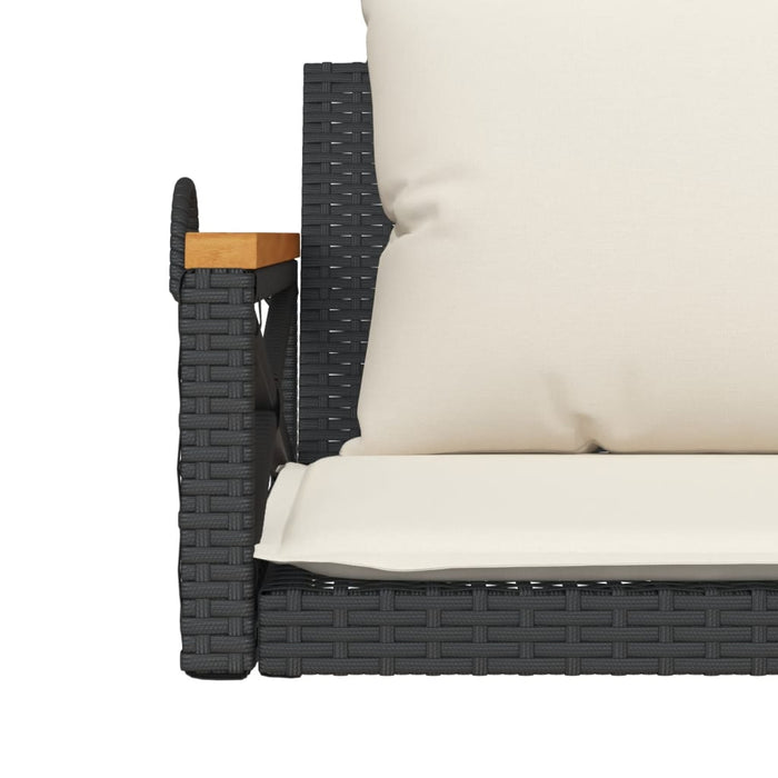 Swing Bench With Cushions Black 109X62X40 Cm Poly Rattan Tlnopp