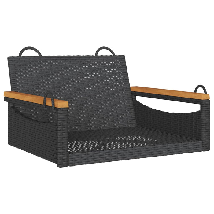 Swing Bench Black 63X62X40 Cm Poly Rattan Tlnolo