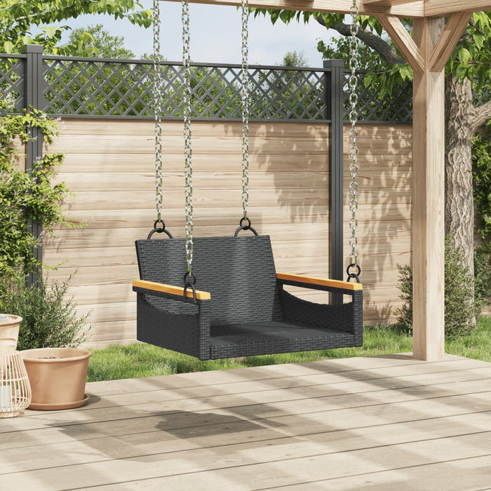 Swing Bench Black 63X62X40 Cm Poly Rattan Tlnolo