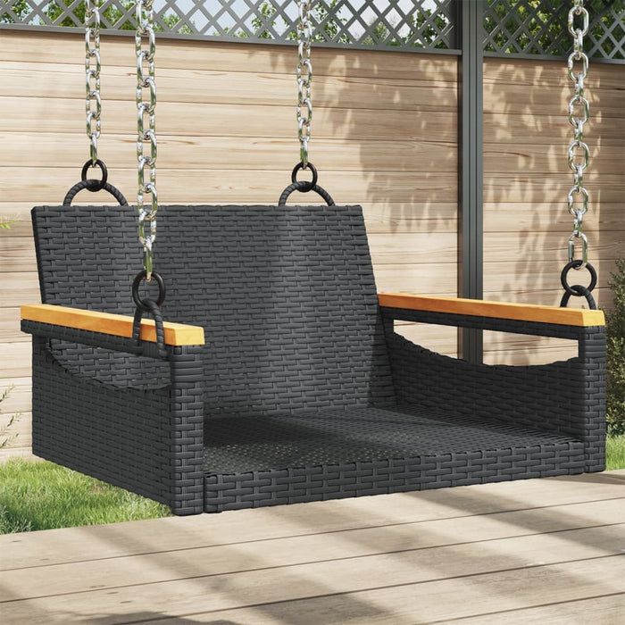 Swing Bench Black 63X62X40 Cm Poly Rattan Tlnolo