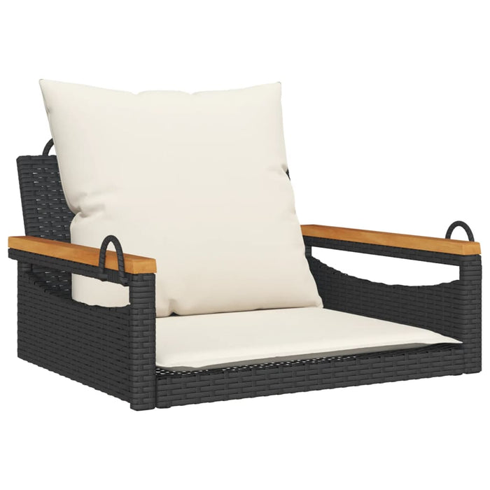 Swing Bench With Cushions Black 63X62X40 Cm Poly Rattan Tlnola