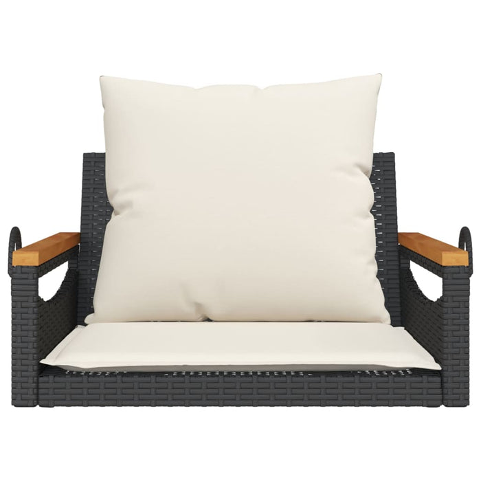 Swing Bench With Cushions Black 63X62X40 Cm Poly Rattan Tlnola
