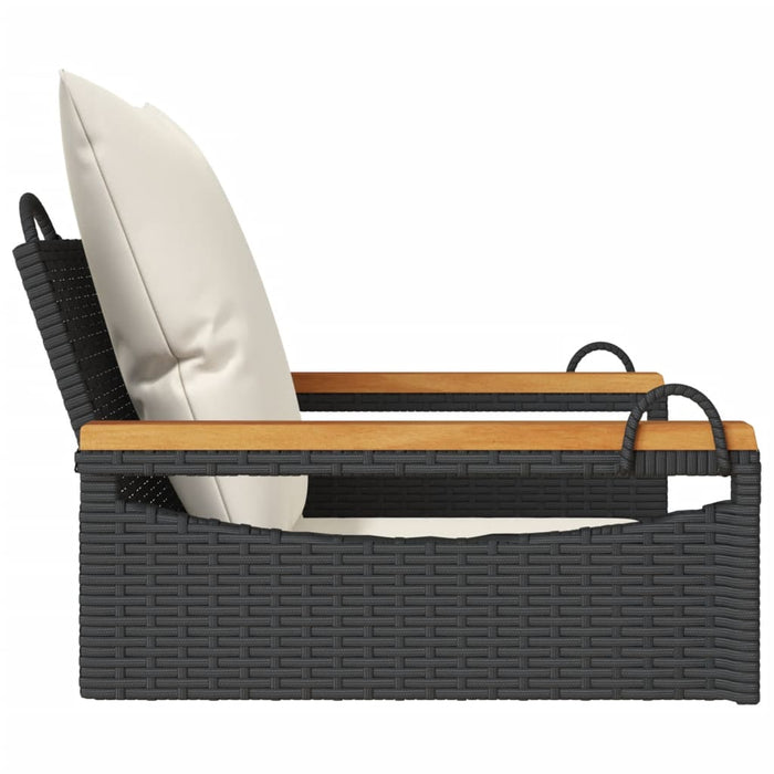 Swing Bench With Cushions Black 63X62X40 Cm Poly Rattan Tlnola