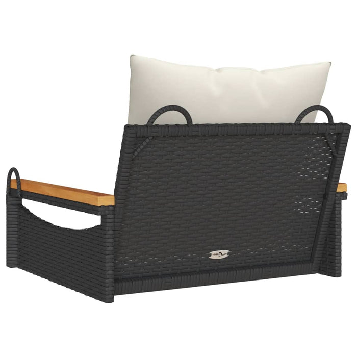 Swing Bench With Cushions Black 63X62X40 Cm Poly Rattan Tlnola
